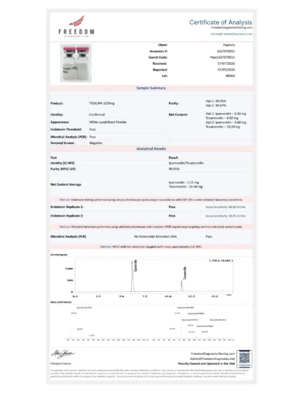 TESAMORELIN / IPAMORELIN 10/5MG COA