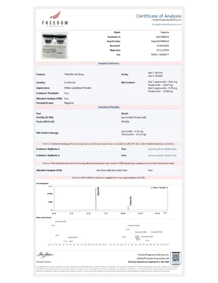 Tesamorelin/Ipamorelin 10/10mg COA