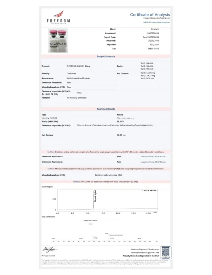 Thymosin Alpha-1 10mg COA