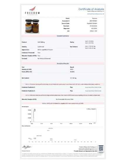 NAD+ 500mg COA